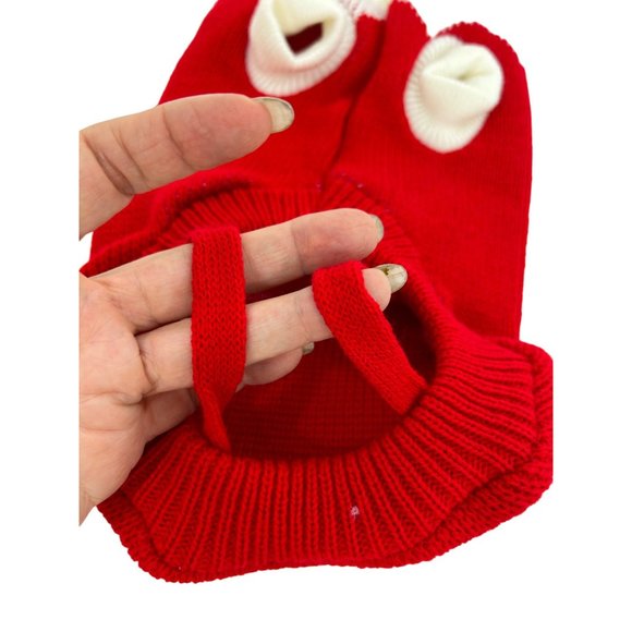 Dog Sweater Heart Graphic Red Ivory  S/M Acrylic Stretch Turtleneck - Picture 5 of 8